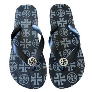 Tory Burch Black and Gray Flip Flops